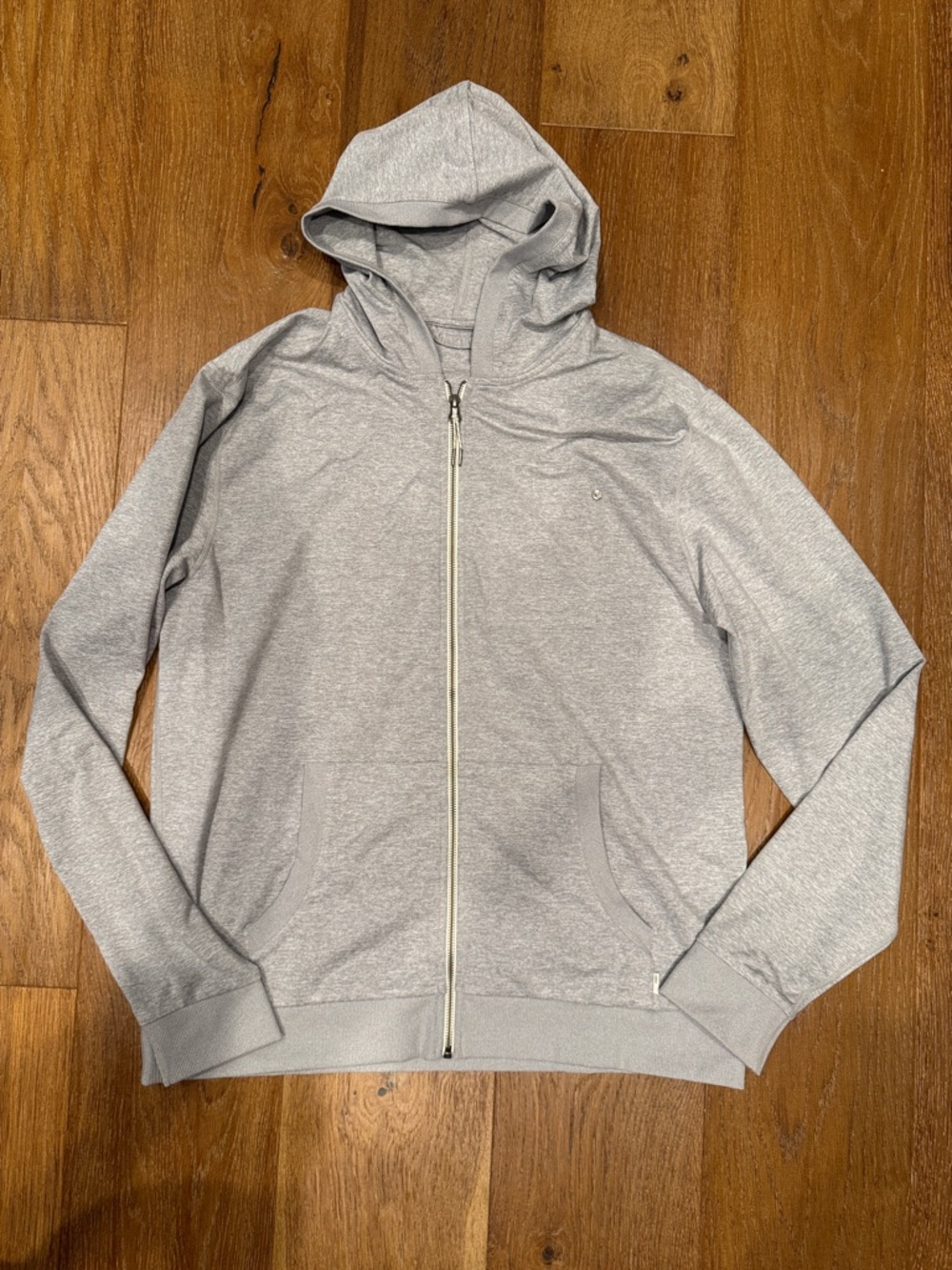 Vuori Light Gray Zip-Up Hooded Sweater